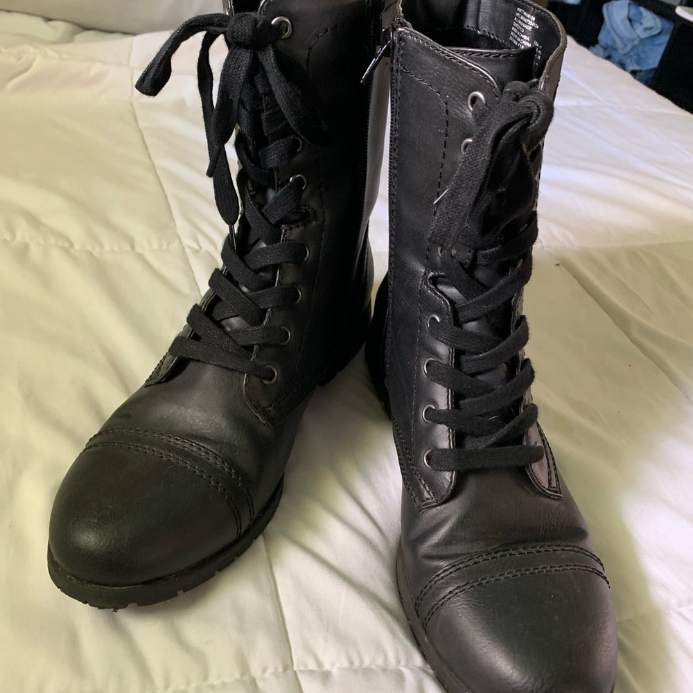 Black combat boots